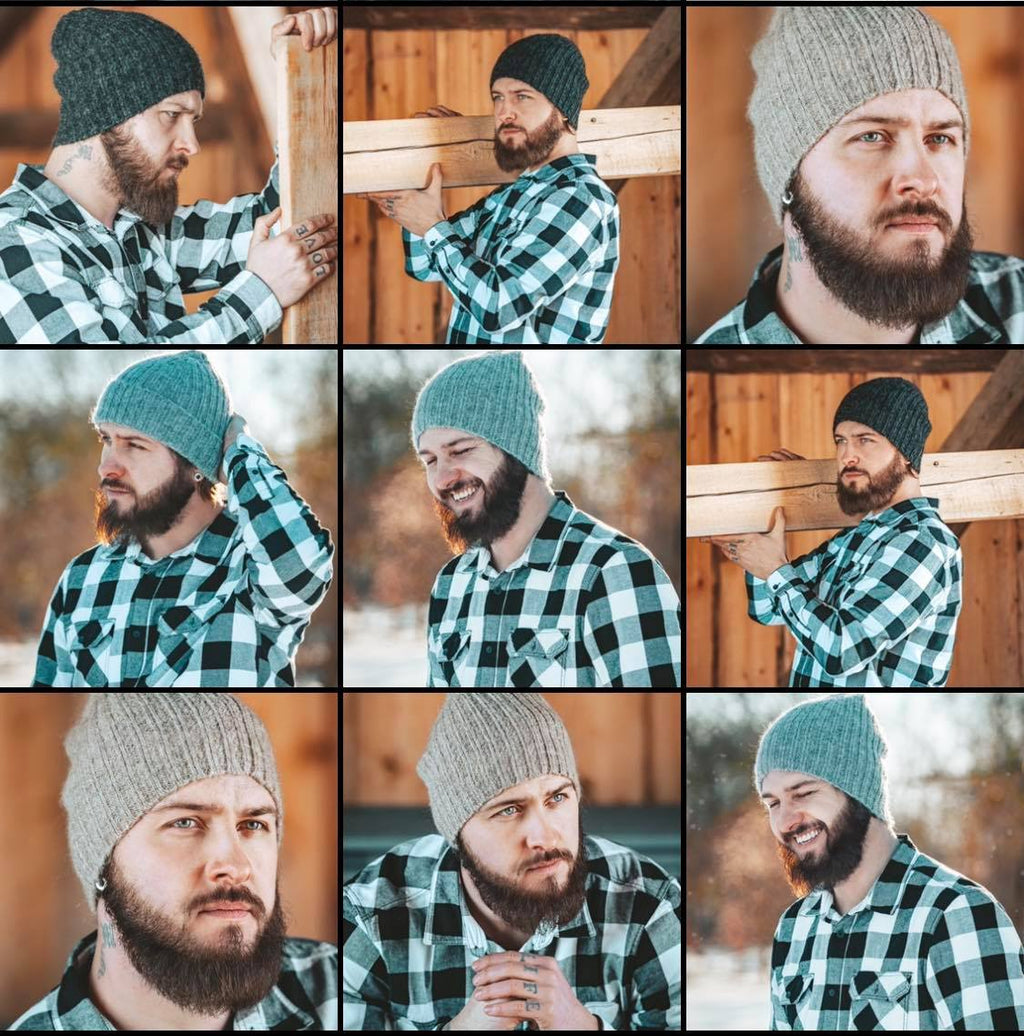 Mohair & Wool Beanie for Men – Warm Handmade Knit Hat, Soft Stretchy Winter Hat One Size