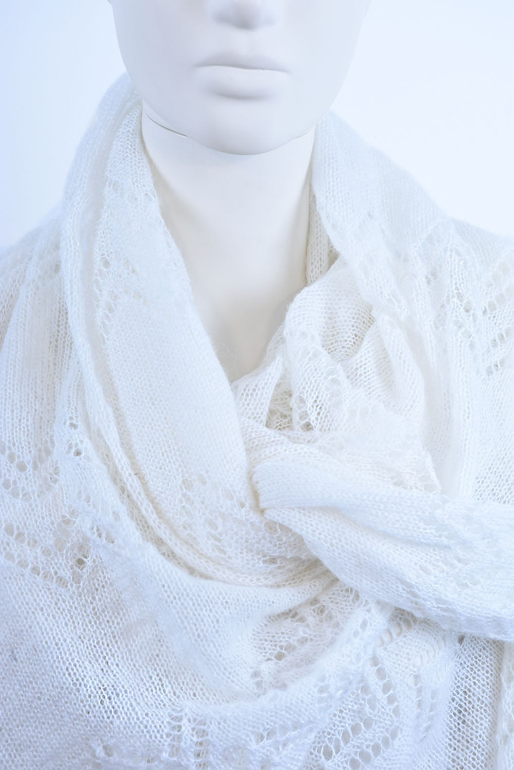 Mohair Shawl with Māra’s Pattern – Lightweight Lace Knit Wrap, Traditional Latvian Design Shoulder Scarf