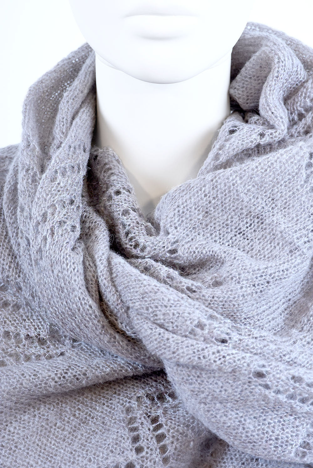 Mohair Shawl with Māra’s Pattern – Lightweight Lace Knit Wrap, Traditional Latvian Design Shoulder Scarf