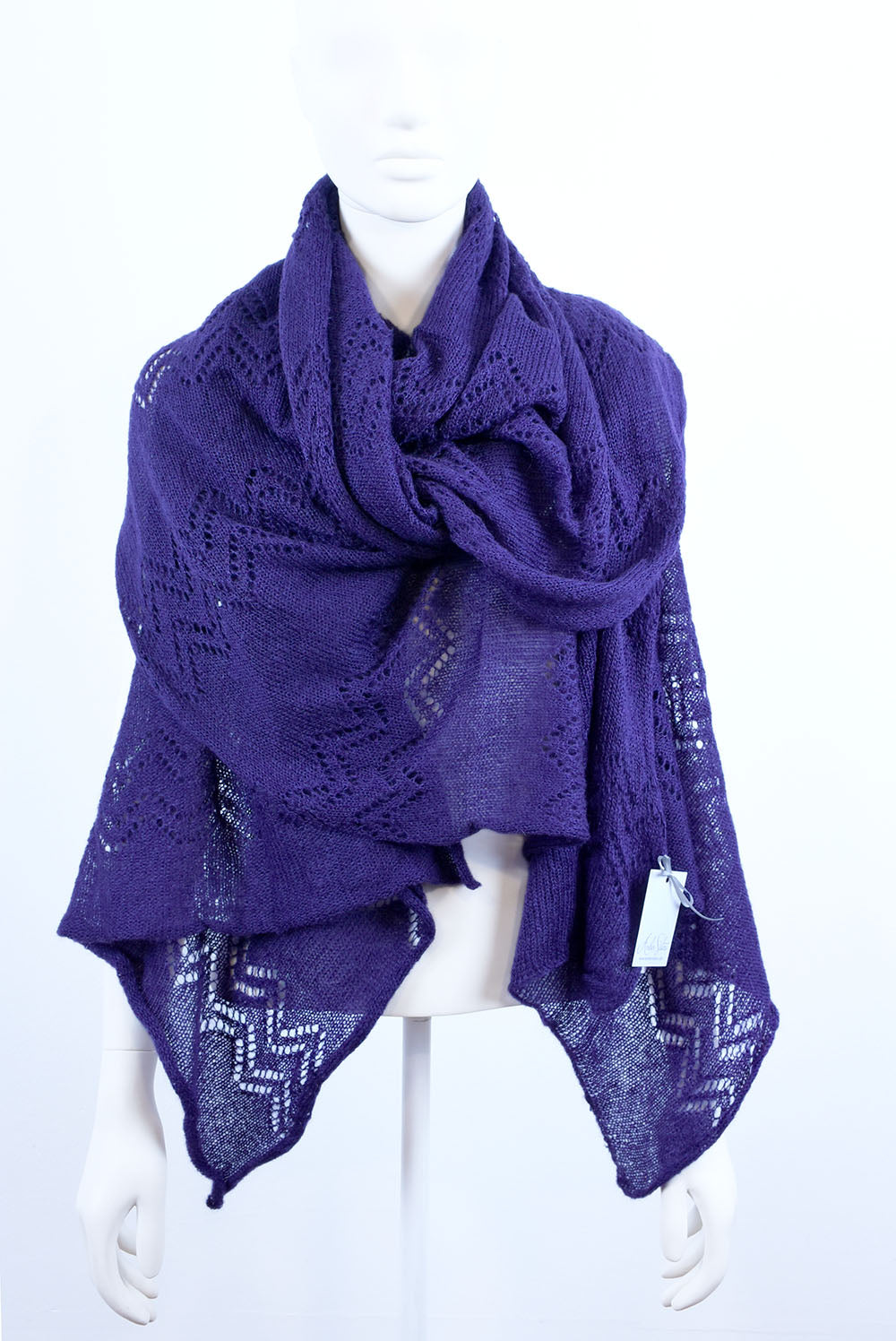 Mohair Shawl with Māra’s Pattern – Lightweight Lace Knit Wrap, Traditional Latvian Design Shoulder Scarf