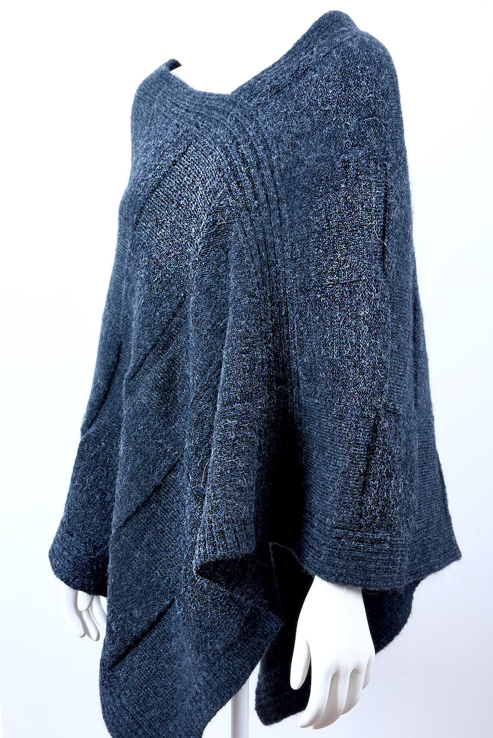Mohair & Wool Poncho for Women – Soft Handmade Knit Oversized Poncho, Warm Elegant One Size Wrap
