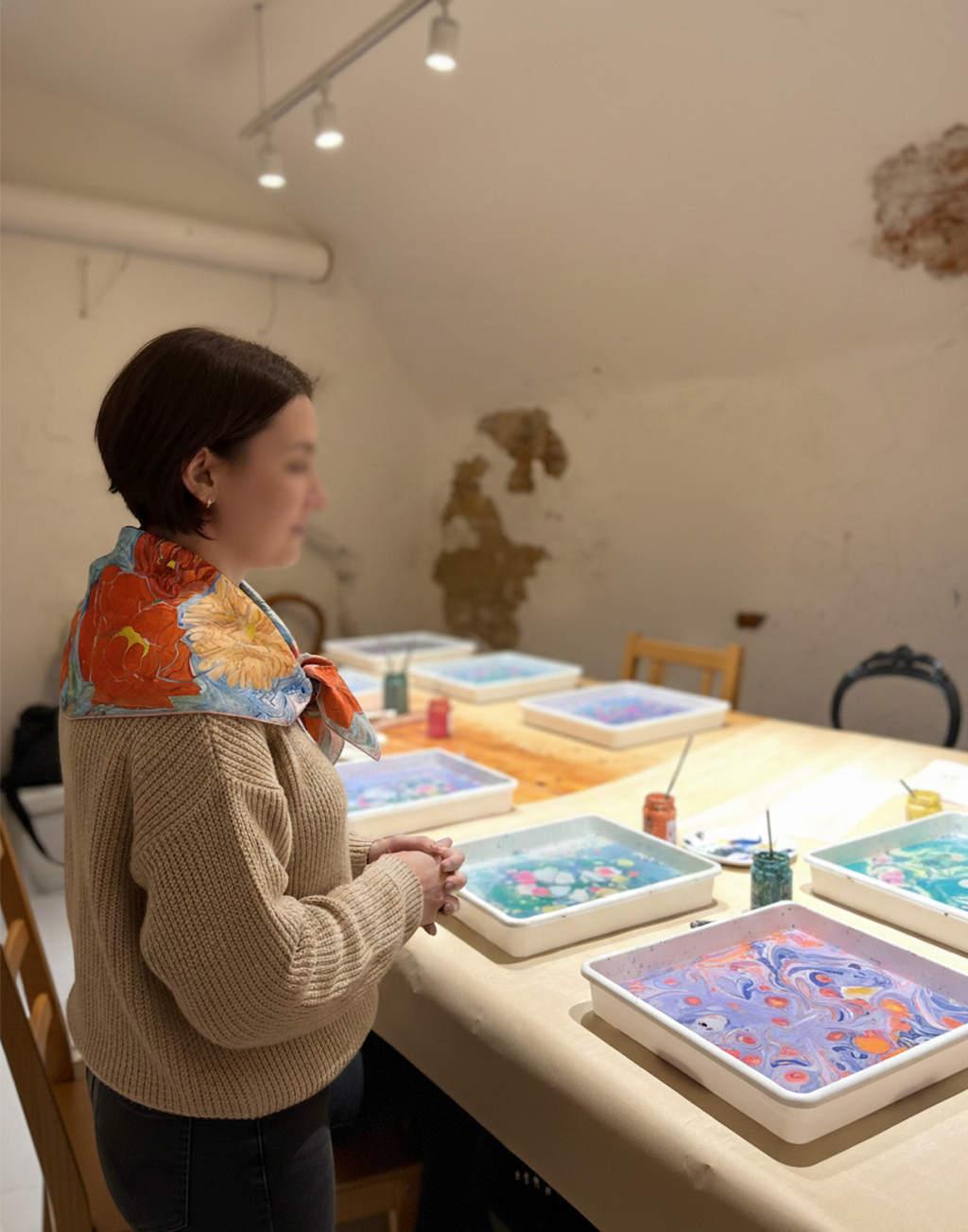 Contacts for booking: Silk nackchief Water Painting Workshop in Riga - Group Booking Only (Paper & Silk)