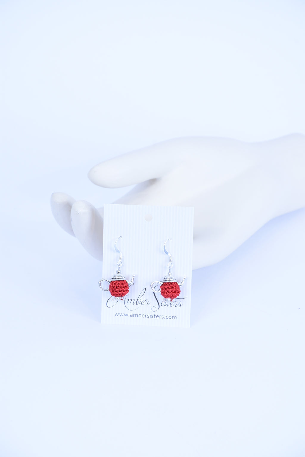 Handmade Mini Teapot Earrings – Cute Crochet Jewelry, Unique Gift Idea for Tea Lovers, Artisan Earrings