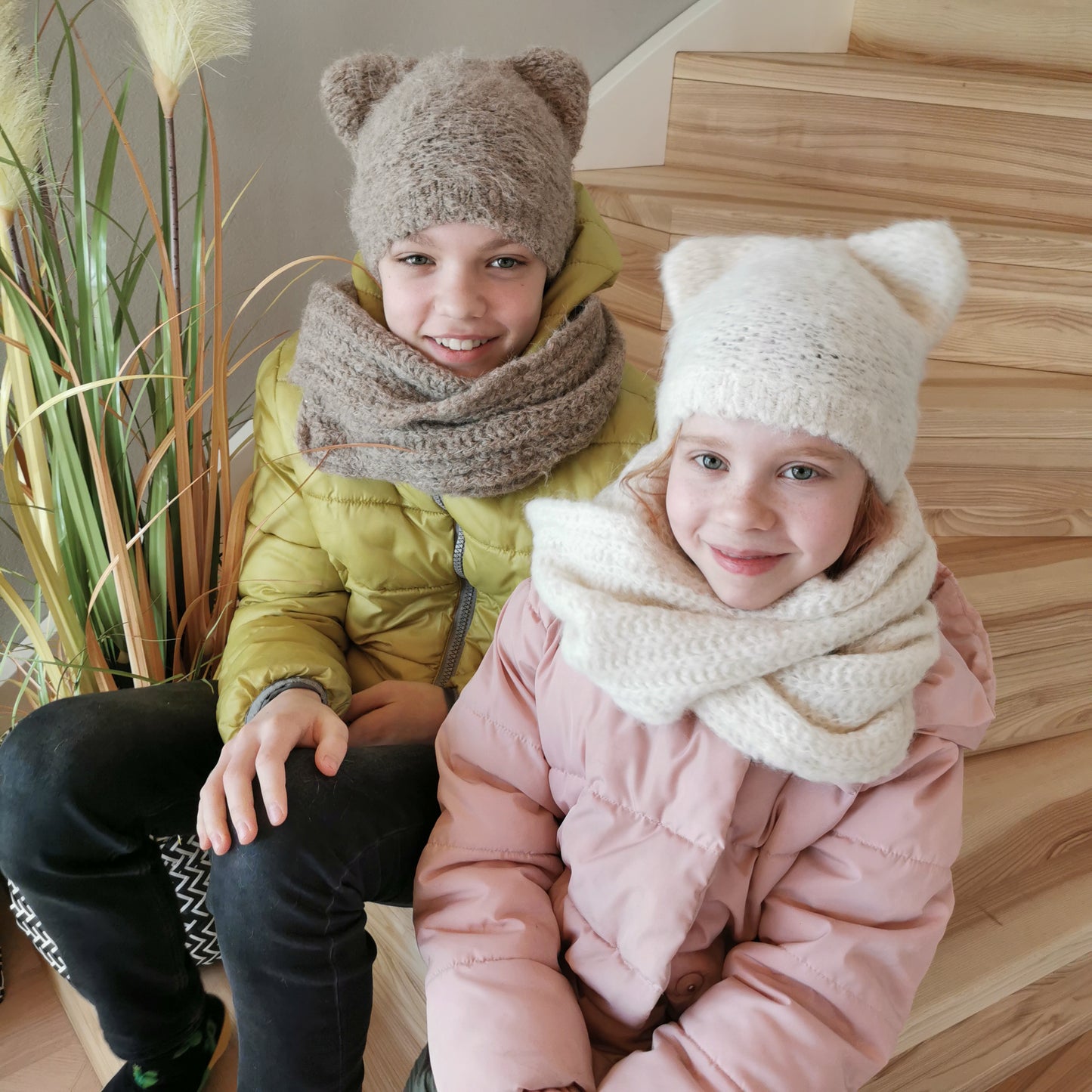 Kids Cat Hat & Scarf Set – Handmade Knit Beanie with Ears and Soft Scarf, Warm Mid-Season Set for Children
