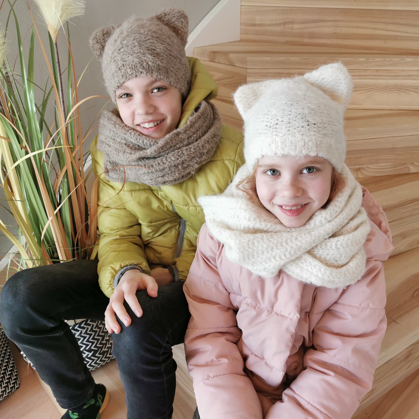 Kids Cat Hat & Scarf Set – Handmade Knit Beanie with Ears and Soft Scarf, Warm Mid-Season Set for Children