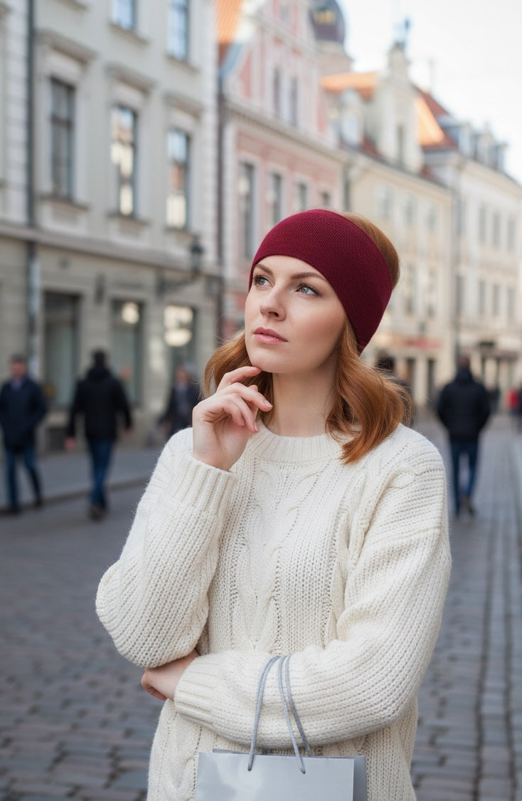 Merino Wool Knit Headband (M-XL size) – Multifunctional Headband, Scarf from Amber Sisters