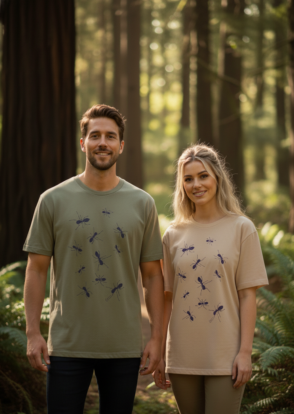 Organic Cotton Unisex T-Shirt Forest Ants with original Design –  Eco Friendly Minimalist Clothing