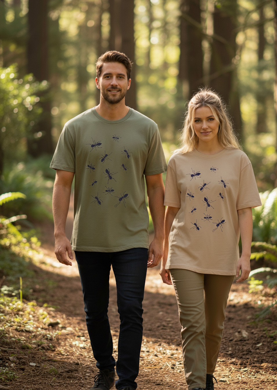 Organic Cotton Unisex T-Shirt Forest Ants with original Design –  Eco Friendly Minimalist Clothing
