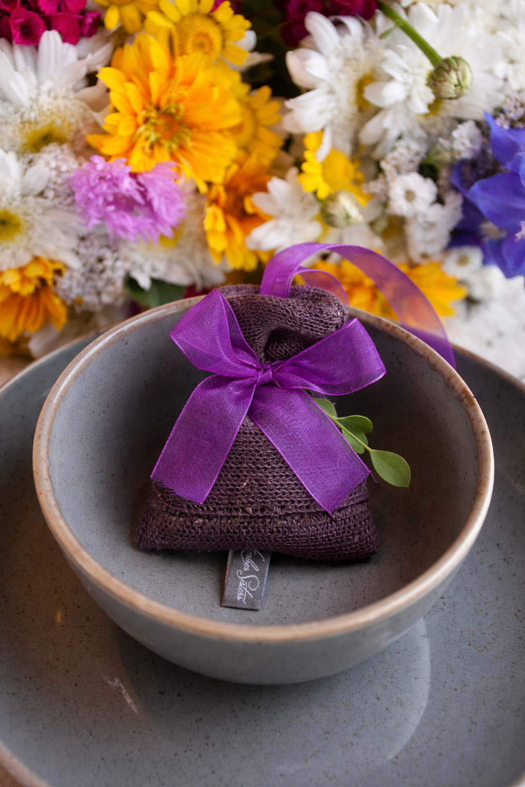 Knitted Linen Lavender Sachet – Natural Handmade Linen Sachet by Amber Sisters
