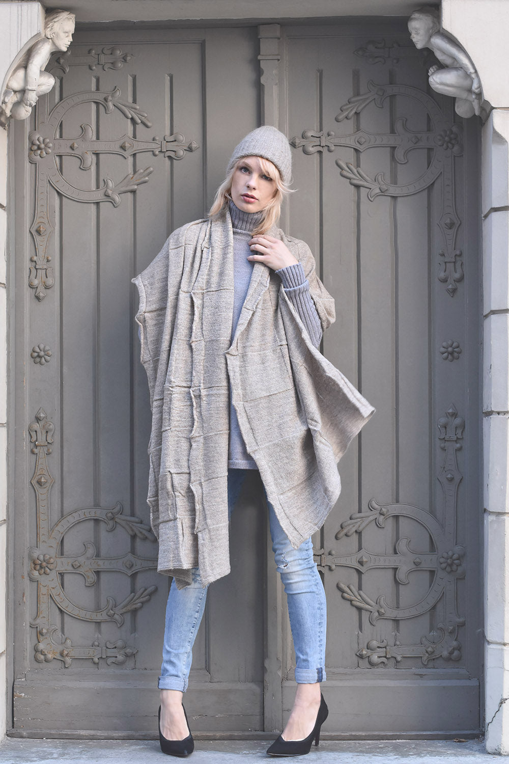 Mohair & Wool Oversized Scarf – Soft Knit Wrap, Warm Lightweight Shawl for Women