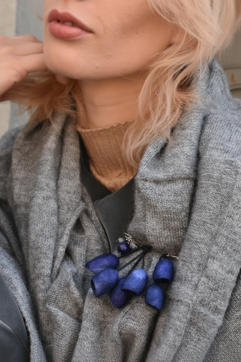 Silk Cocoon Brooch – Handmade Natural Silk Pin, Unique Statement Brooch for Shawls and Ponchos