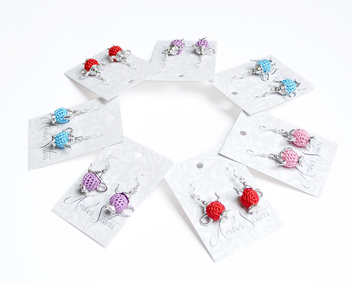 Handmade Mini Teapot Earrings – Cute Crochet Jewelry, Unique Gift Idea for Tea Lovers, Artisan Earrings