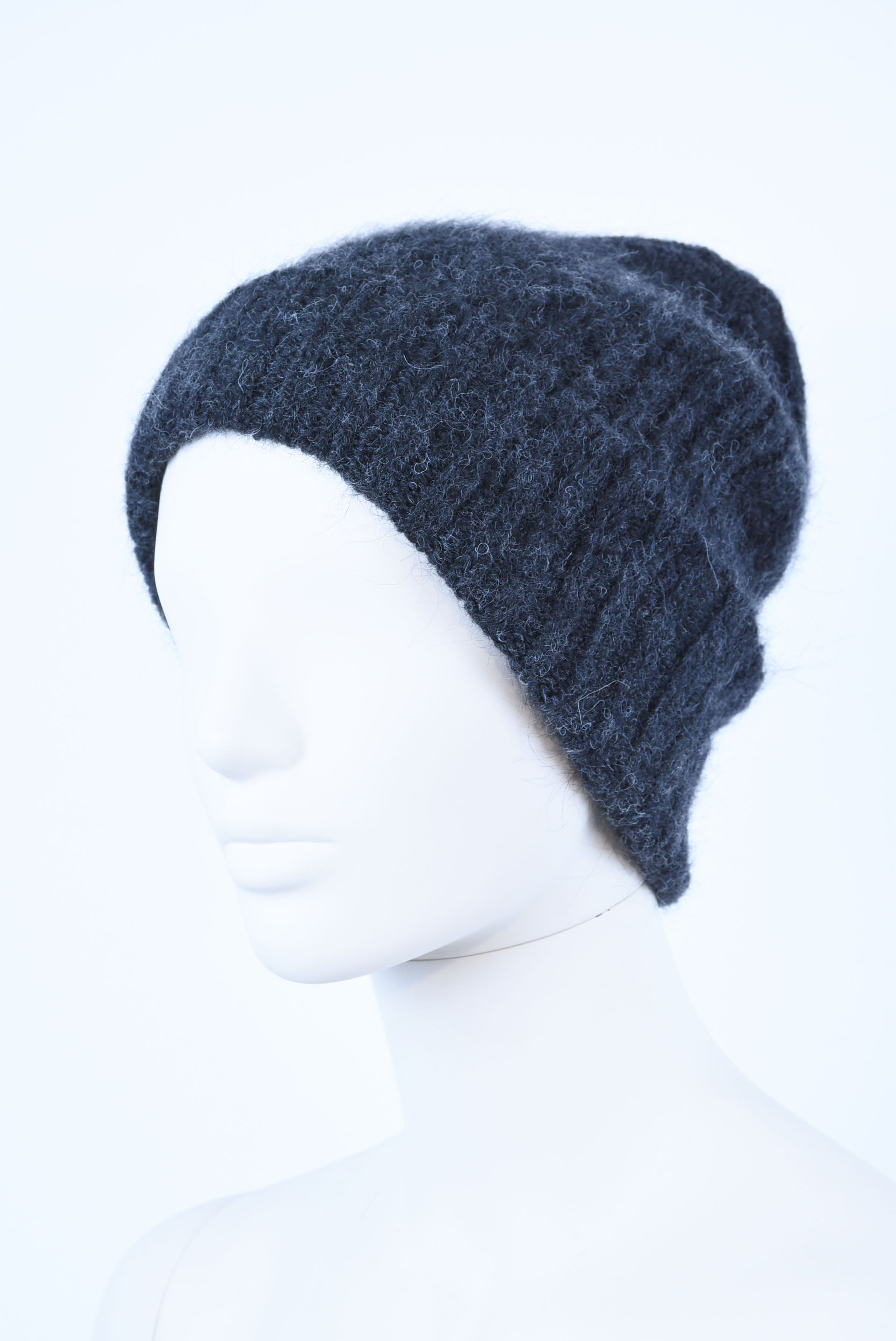 Mohair & Wool Beanie for Men – Warm Handmade Knit Hat, Soft Stretchy Winter Hat One Size