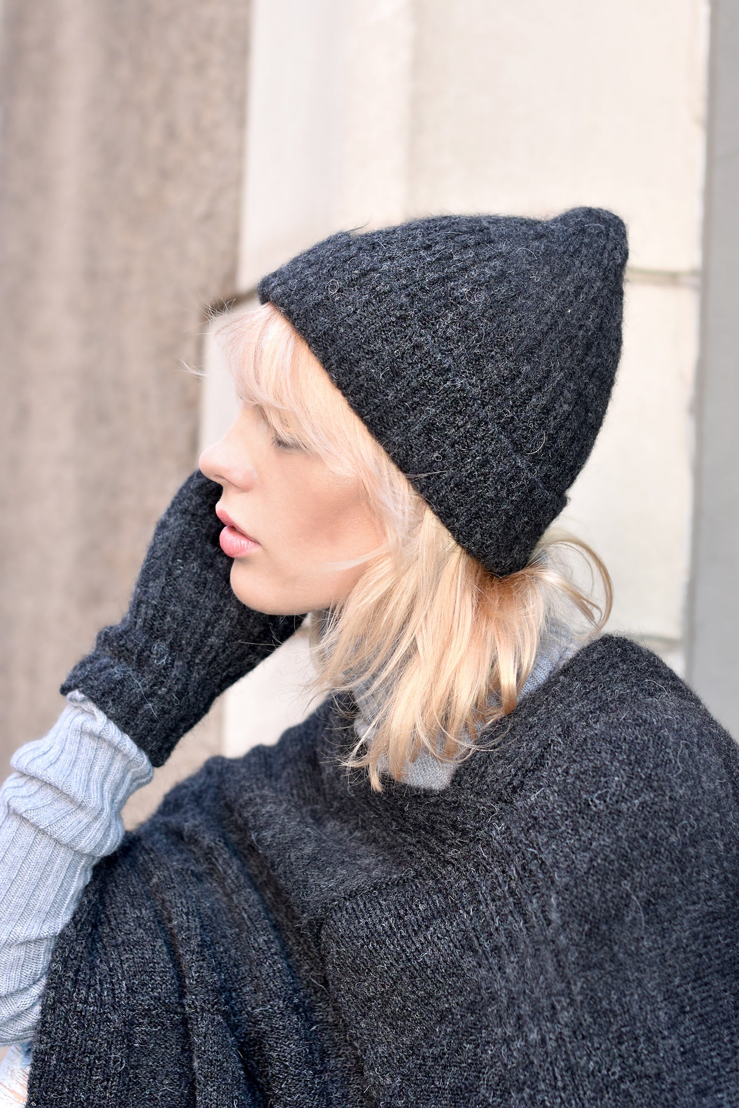 Mohair & Wool Beanie for Women – Soft Warm Knitted Winter Hat, Handmade Cozy Hat