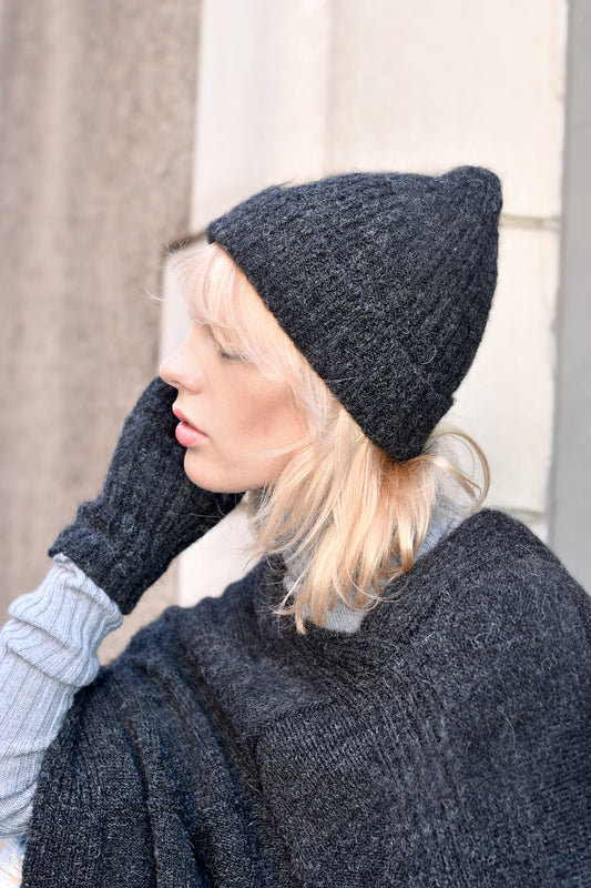 Mohair & Wool Beanie for Women – Soft Warm Knitted Winter Hat, Handmade Cozy Hat