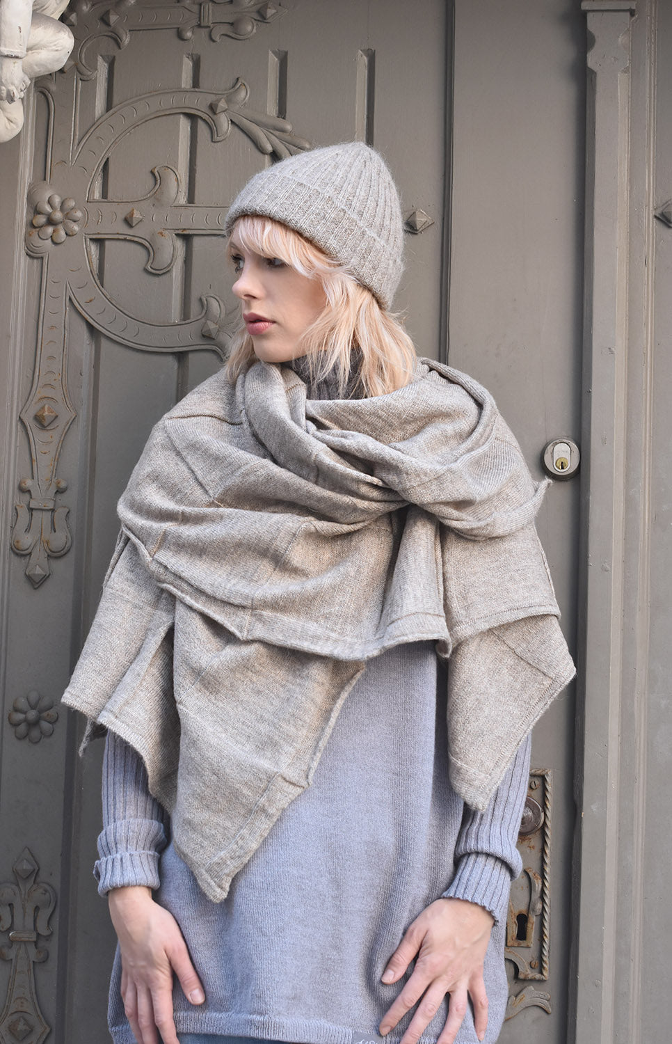 Mohair & Wool Oversized Scarf – Soft Knit Wrap, Warm Lightweight Shawl for Women