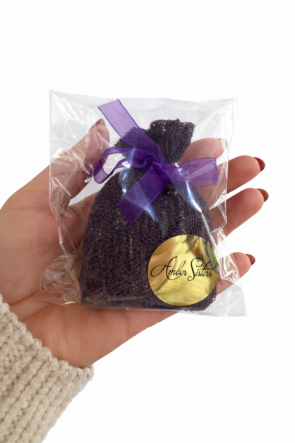 Knitted Linen Lavender Sachet – Natural Handmade Linen Sachet by Amber Sisters