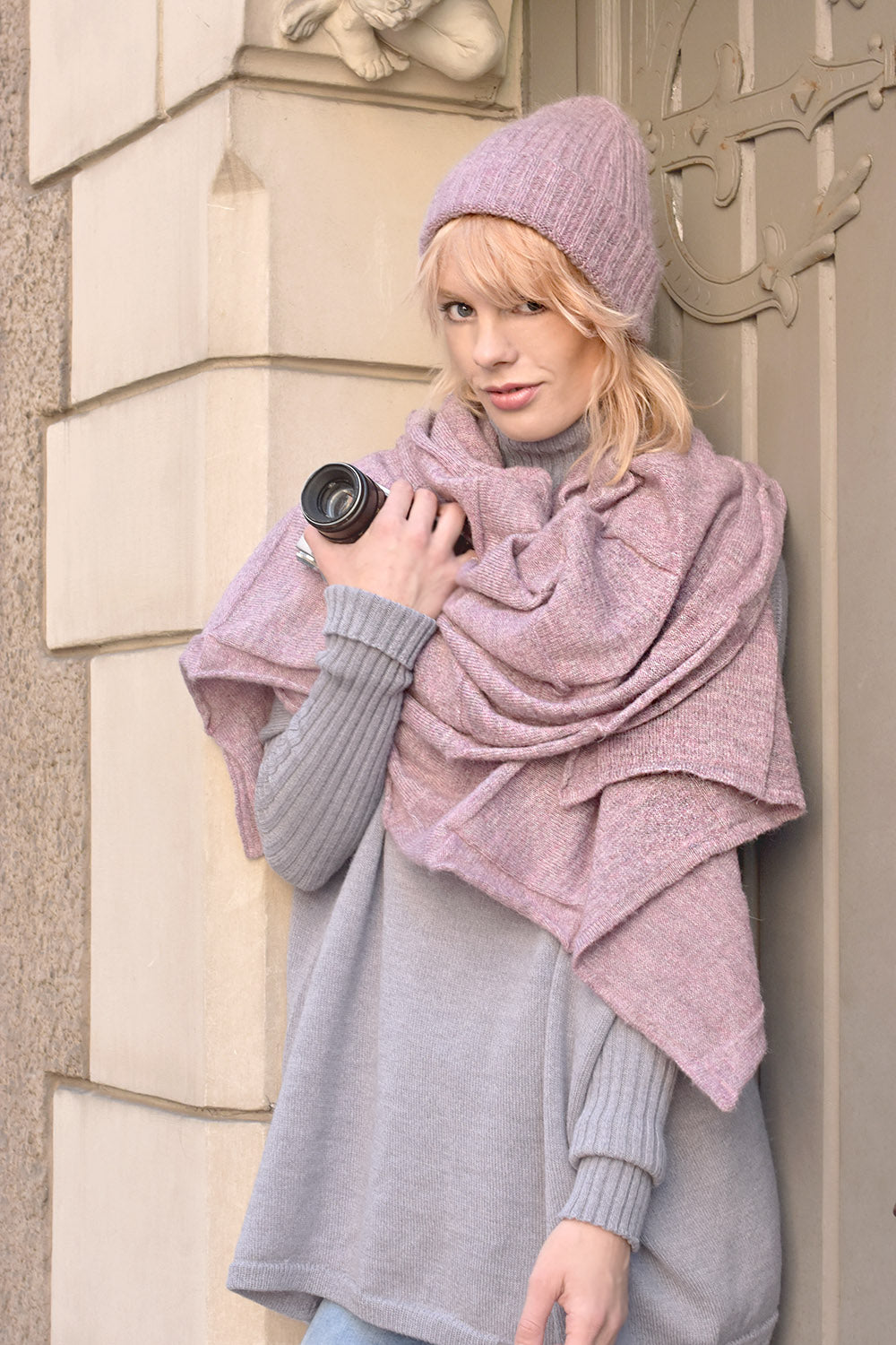 Mohair & Wool Beanie for Women – Soft Warm Knitted Winter Hat, Handmade Cozy Hat