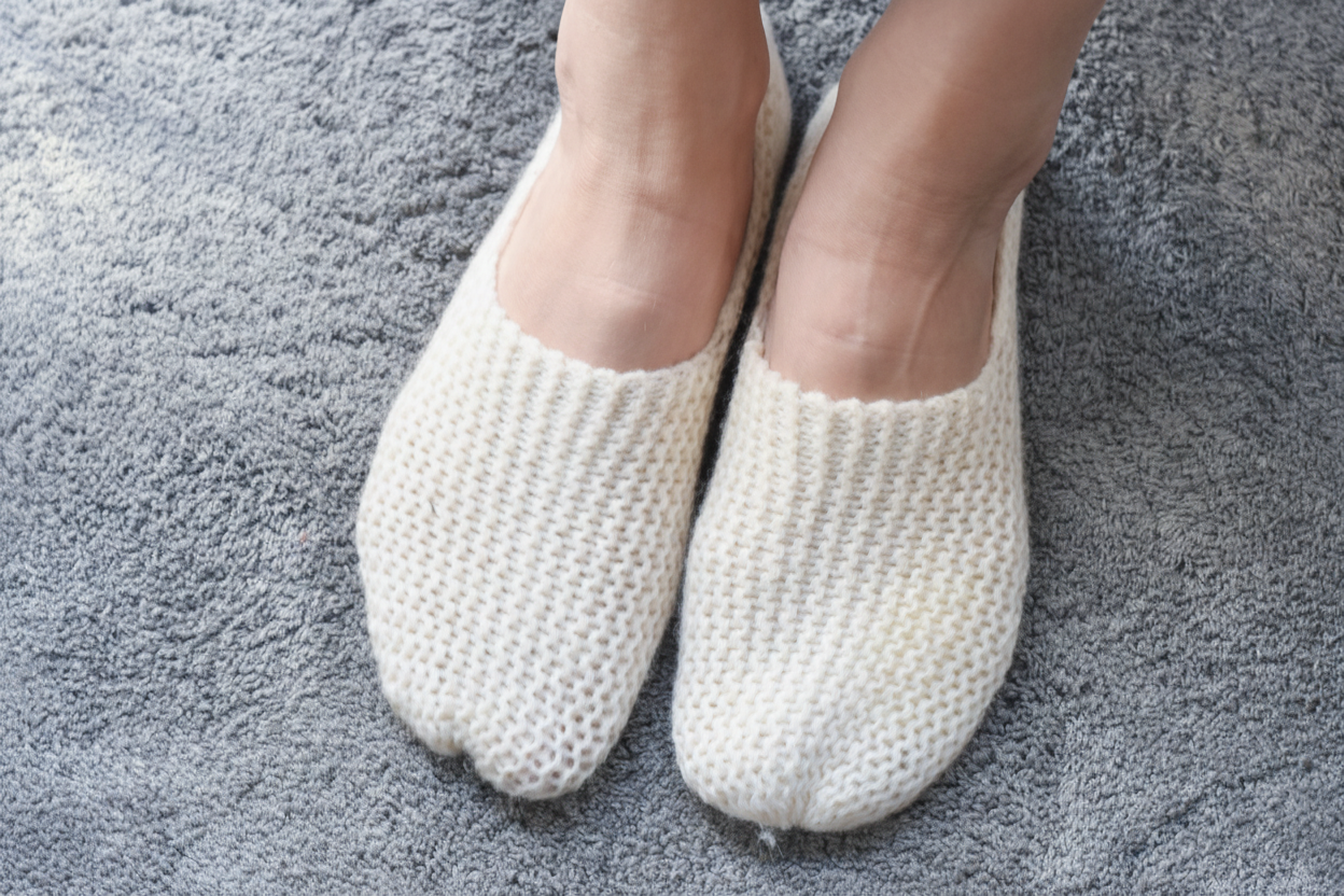 MEDIUM Wool Slipper Socks – Handmade 100% Wool Cozy Socks, Warm Soft Home Socks